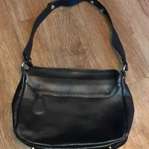 Ganson 100% black leather shoulder purse